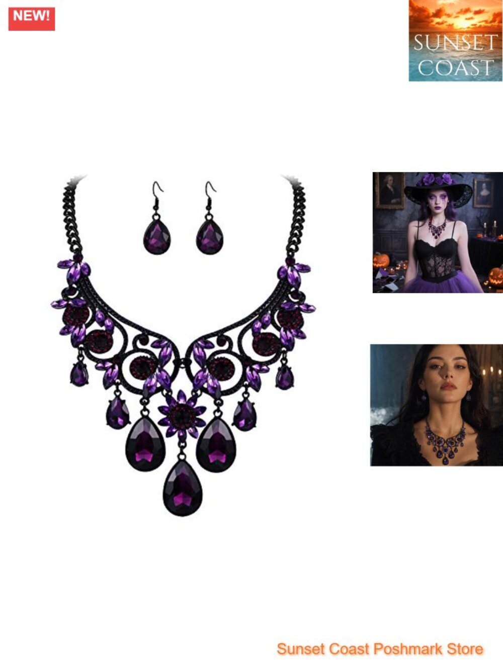 Austrian Crystal Jewelry Set Necklace Earrings Zinc Alloy Ethnic